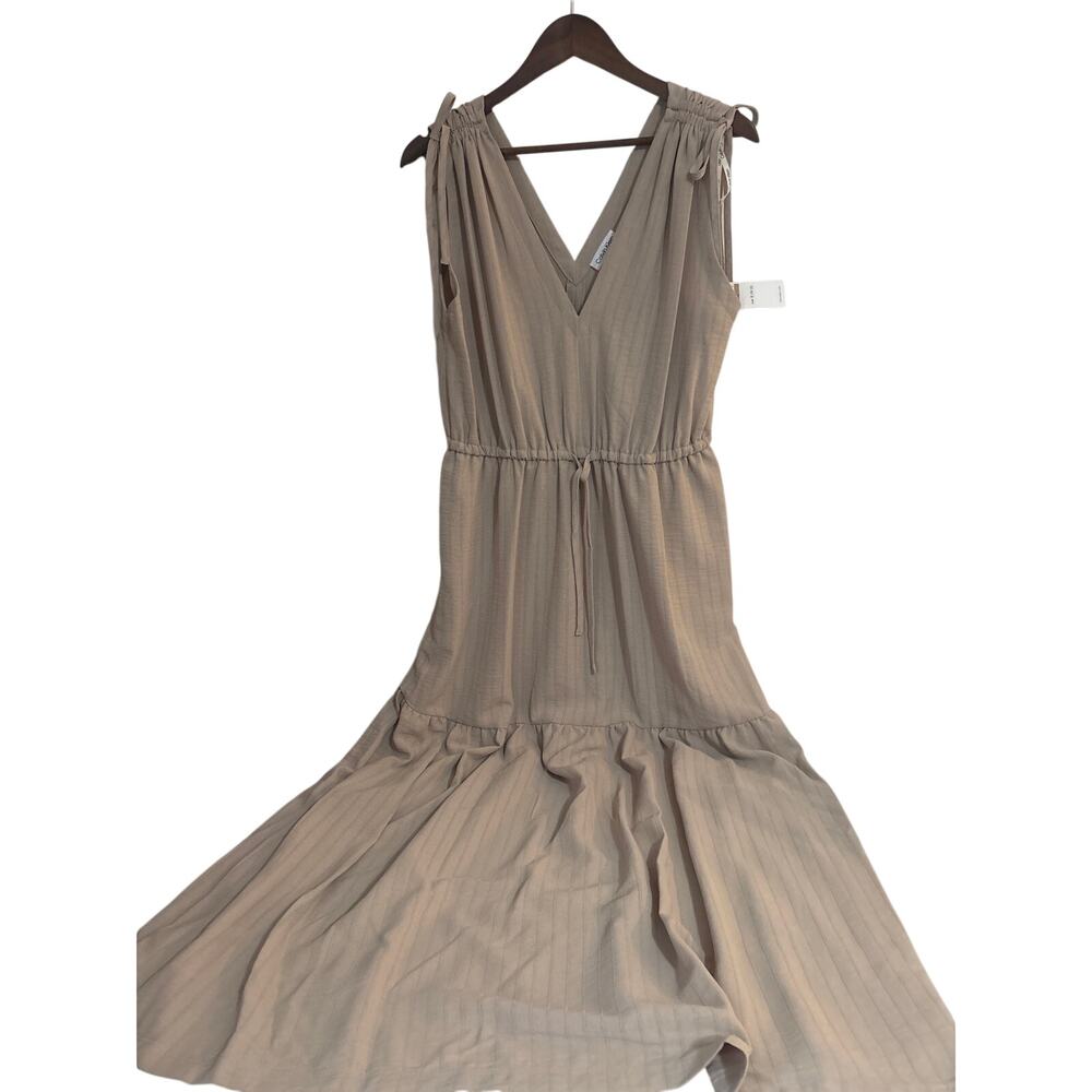 NWT Womens Calvin Klein Tan VNeck Maxi Dress Size 12